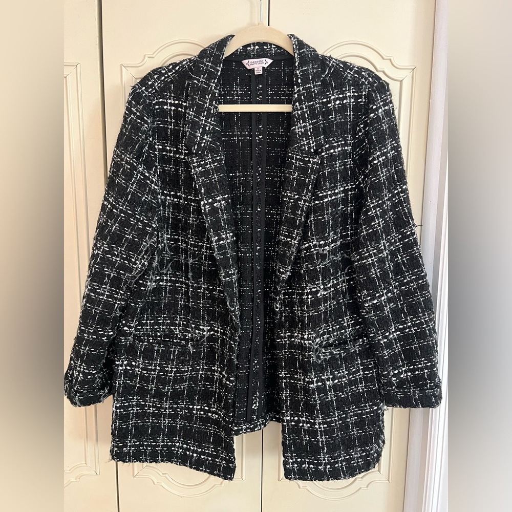 Nanette Lepore Black and White Plaid Blazer